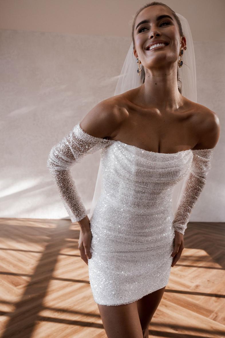 Alexandra pailetten feestjurkje van Made With Love Bridal