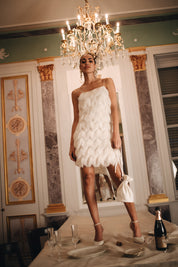 Bon Bride fringe mini feestjurkje