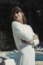 Wollen vestje, Georges Cardigan, in off-white van Laure de Sagazan